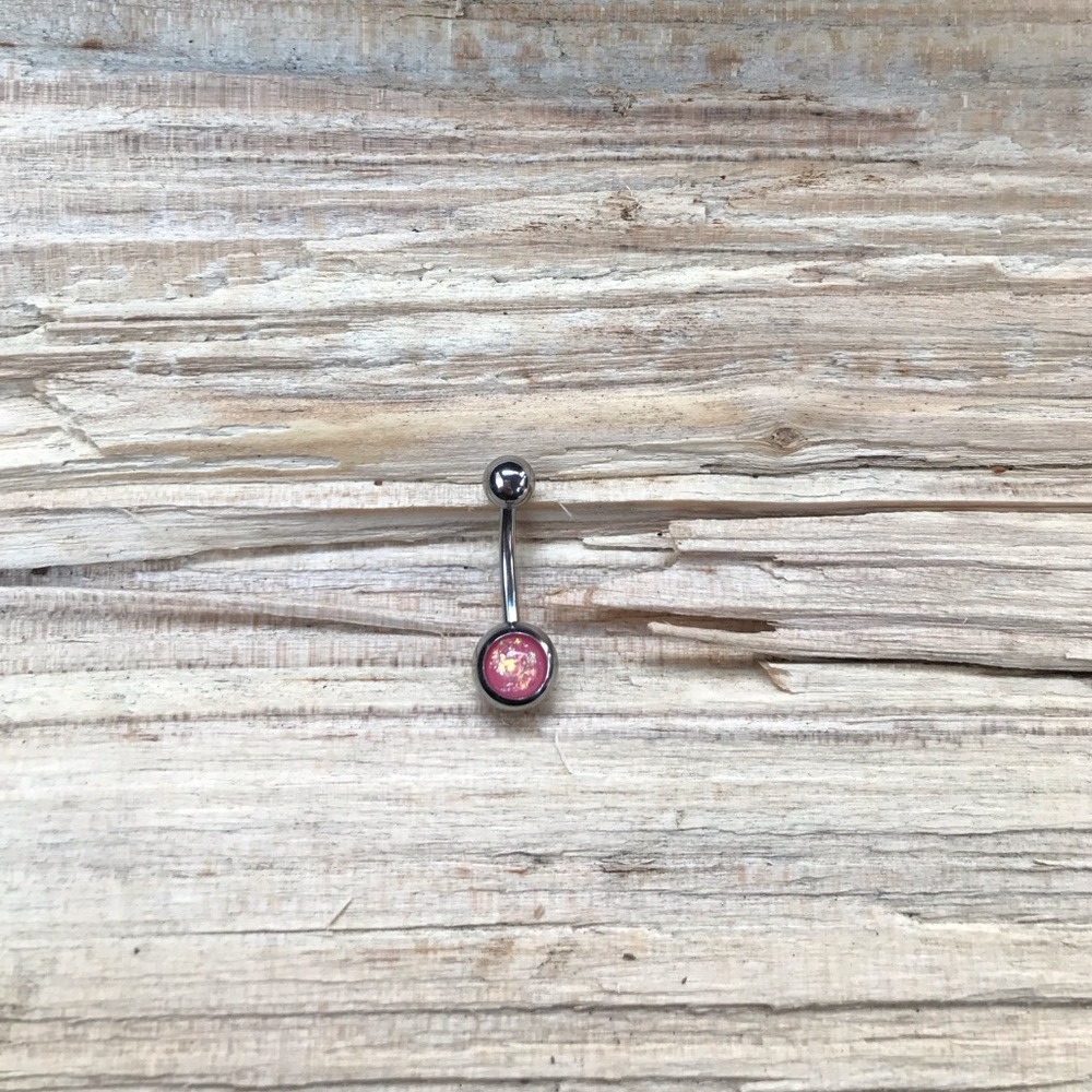 Pink Opal Belly Button‎ Ring